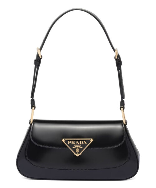 Prada Brushed Leather Shoulder Bag 1BD345 Black